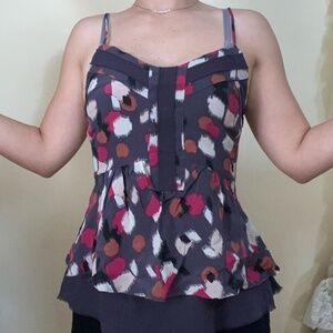 Ecote xs camisole abstract pink grey orange black cream baby doll